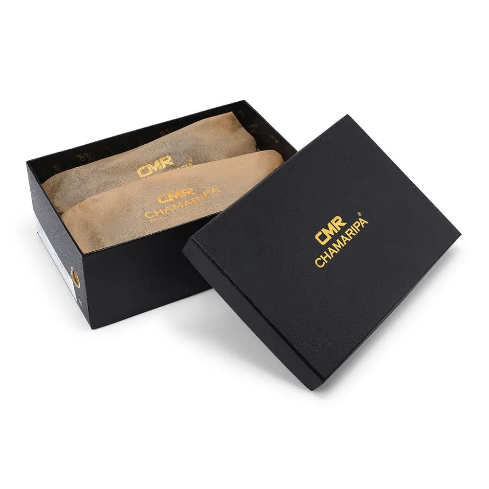 5CM / 1.95 Inches CMR CHAMARIPA  Elevate Your Style with Black Crocodile Leather Men's Elevator Sandals - 5cm / 1.95 Inches Height Increase!