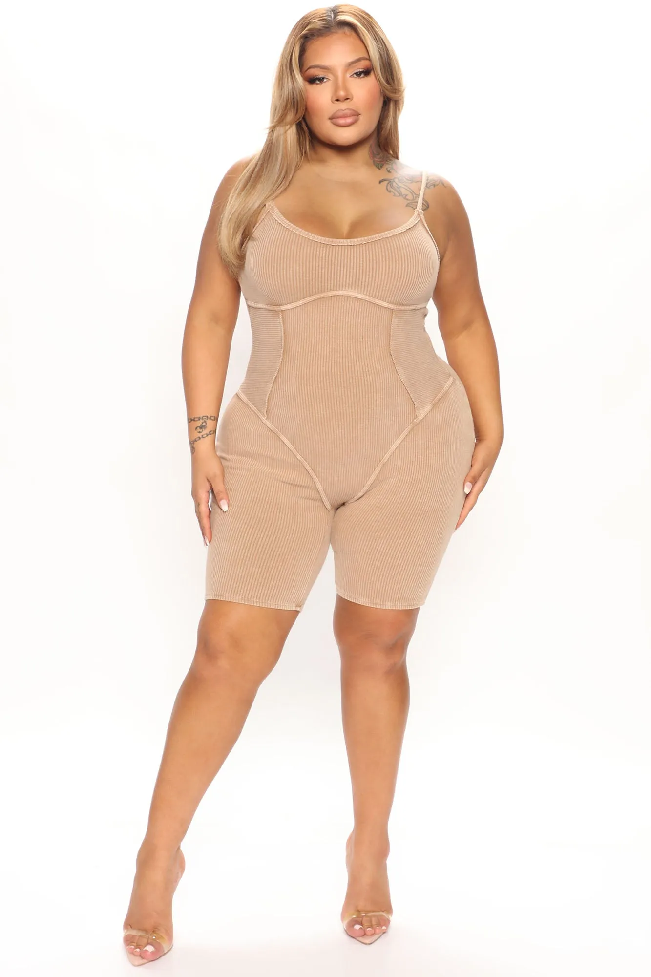 Always Reliable Ribbed Romper - Mocha