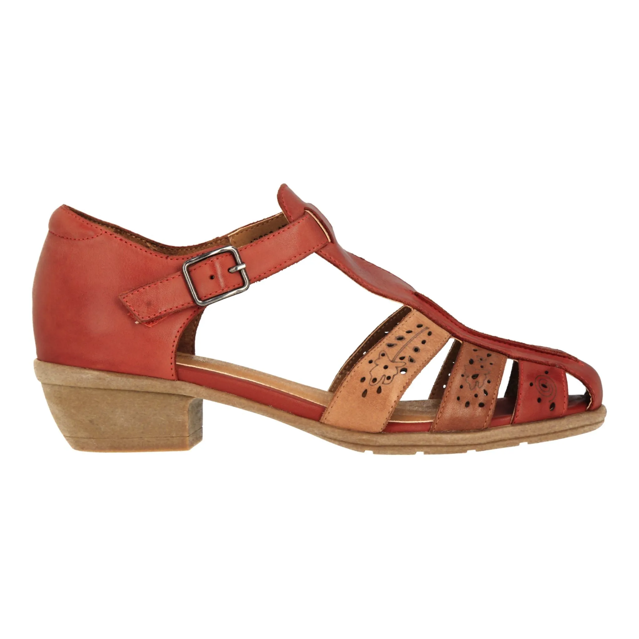 Barani Chestnut Leather Heeled Sandals (Short)