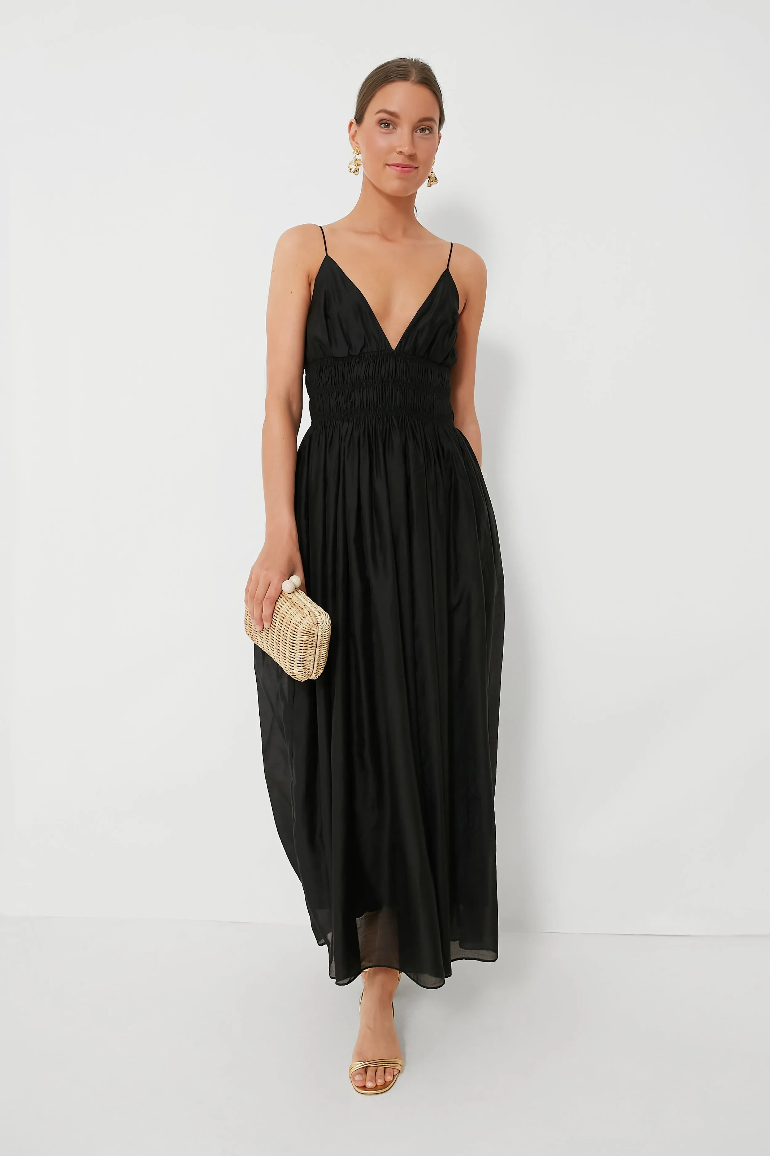 Black Sleeveless V-Neck Maxi Dress