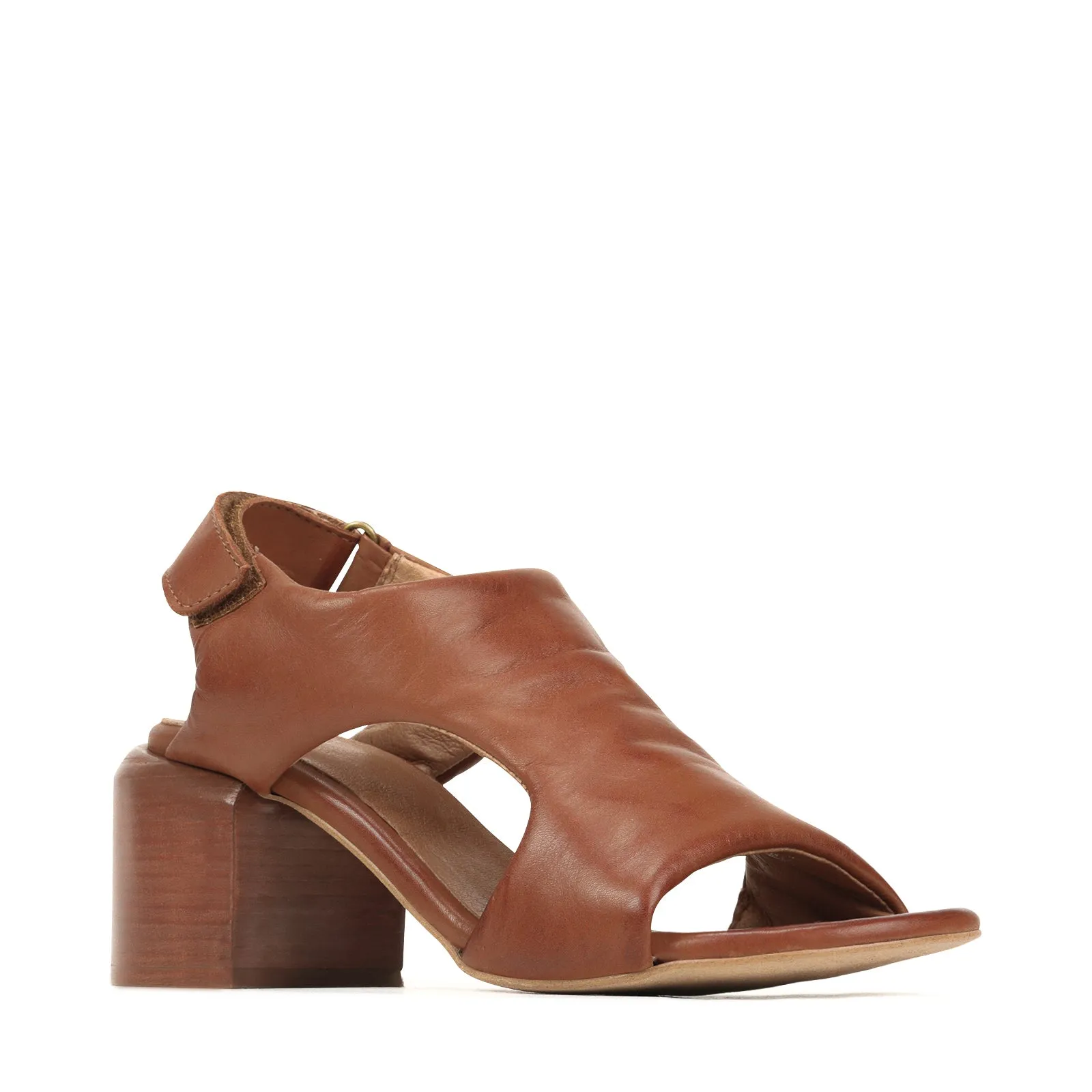 CHARICE LEATHER BLOCK HEEL SANDALS
