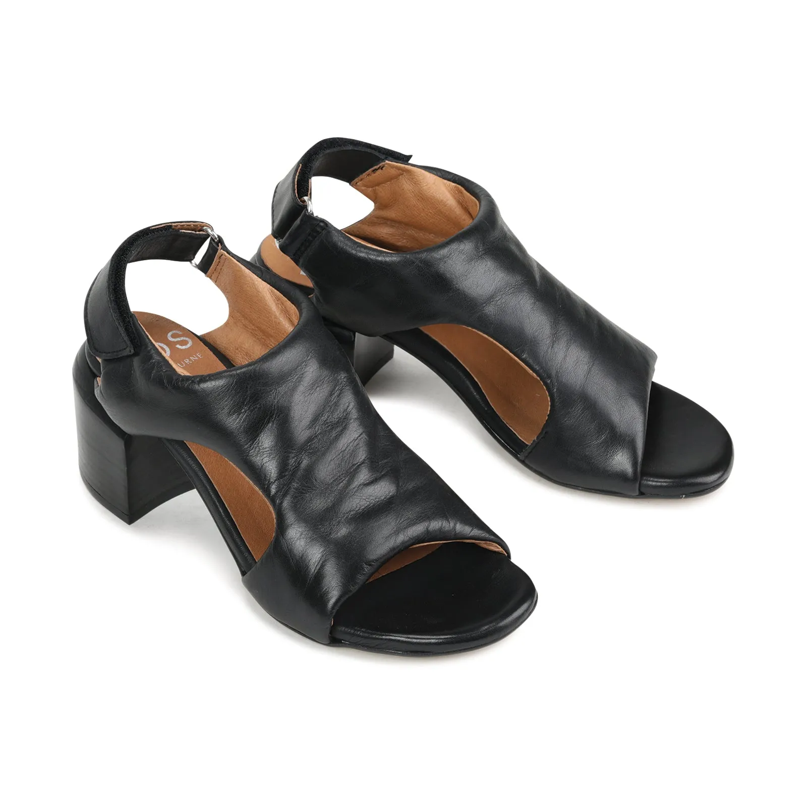 CHARICE LEATHER BLOCK HEEL SANDALS