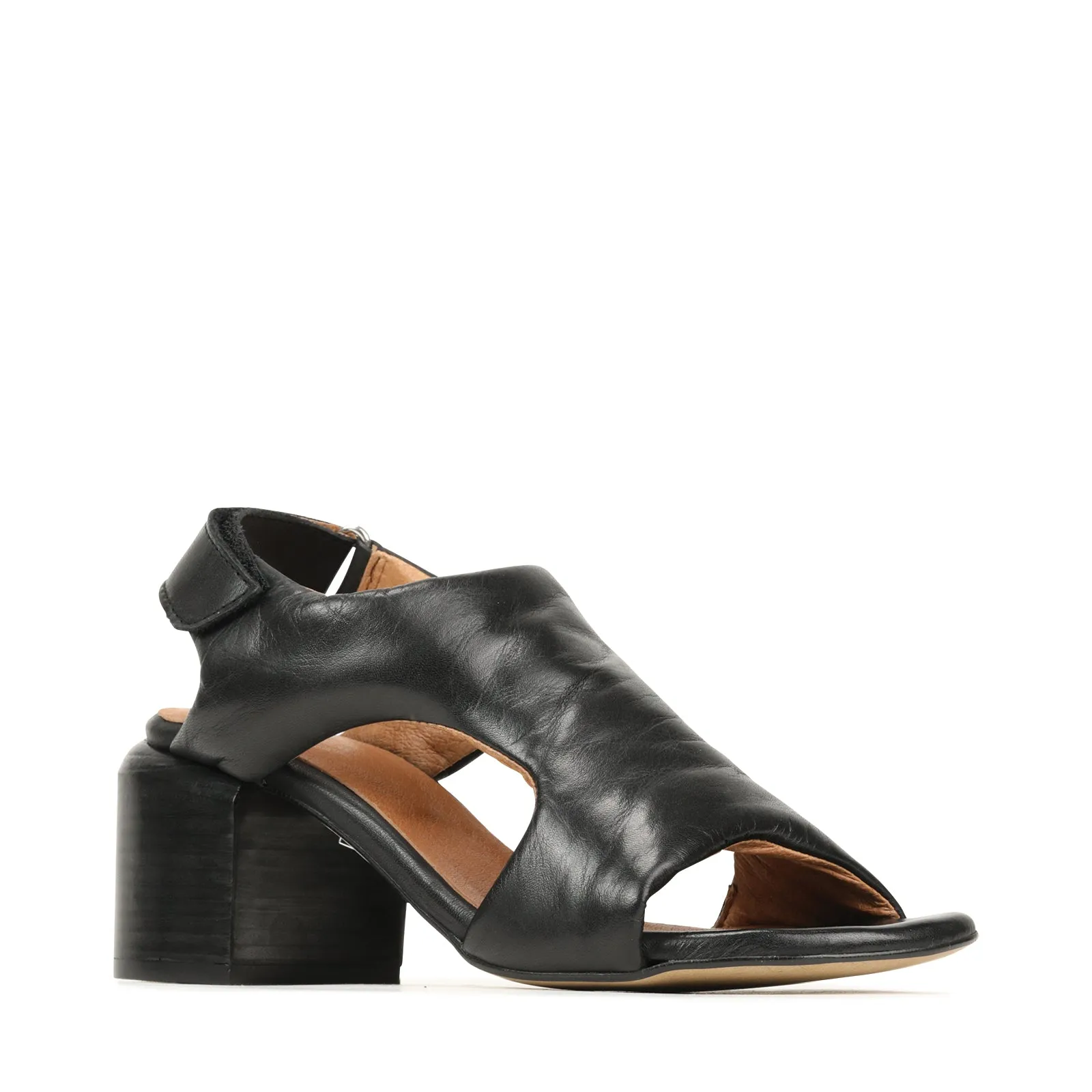 CHARICE LEATHER BLOCK HEEL SANDALS