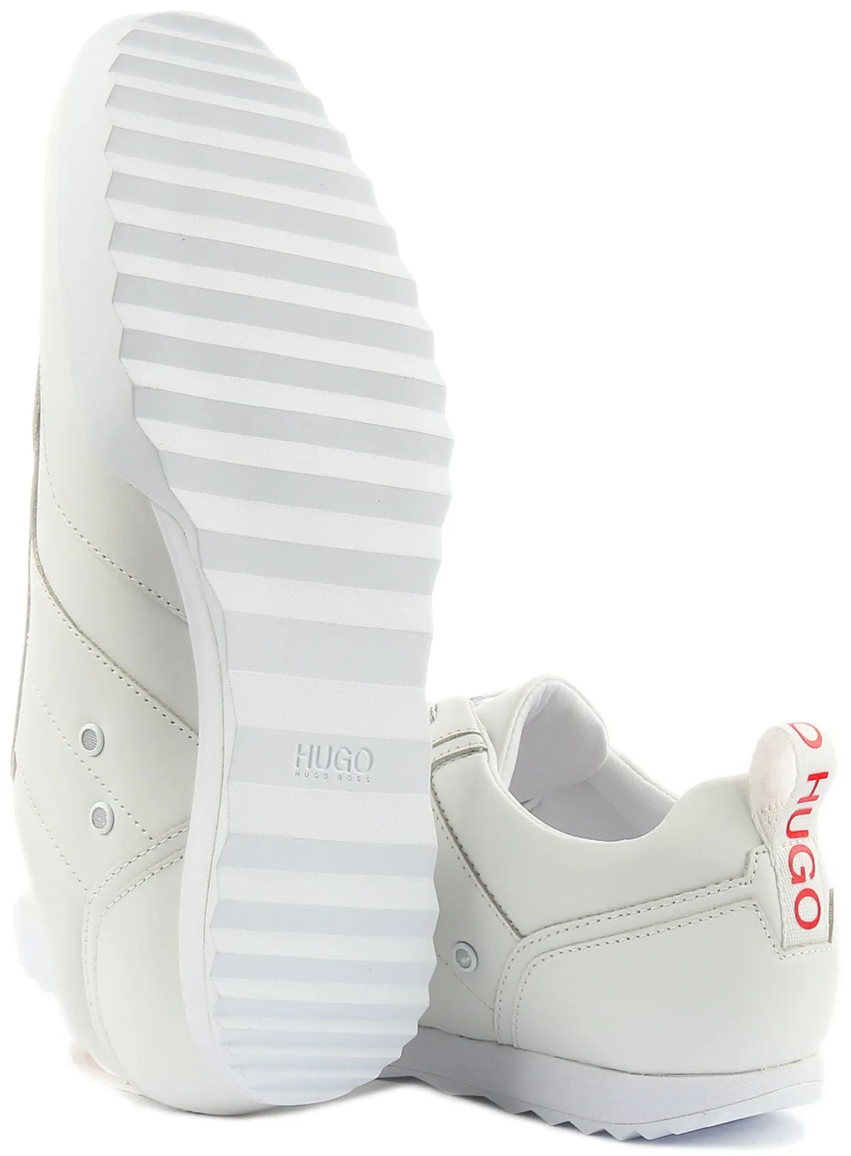 Hugo Matrix Low Top Trainers In White Red For Men