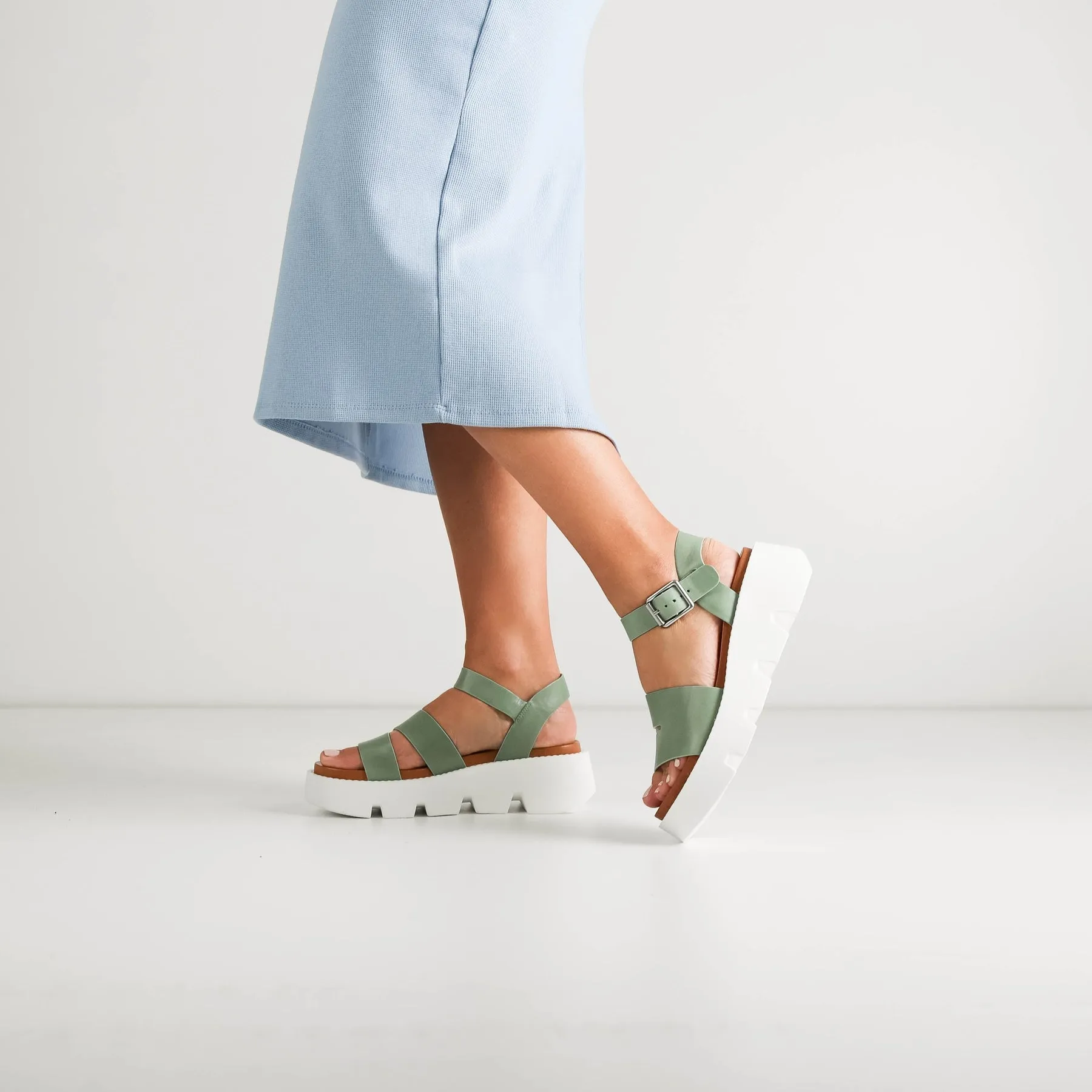 KAILA LEATHER WEDGE SANDALS