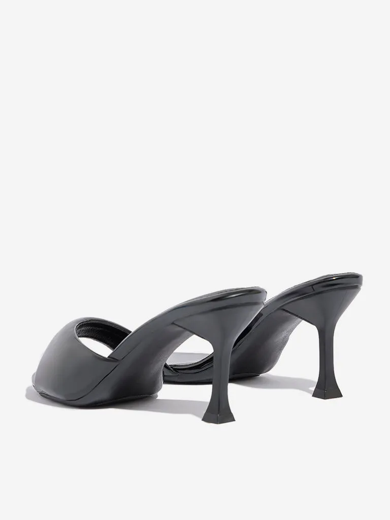 LUNA BLU Black Mule Heel Sandals