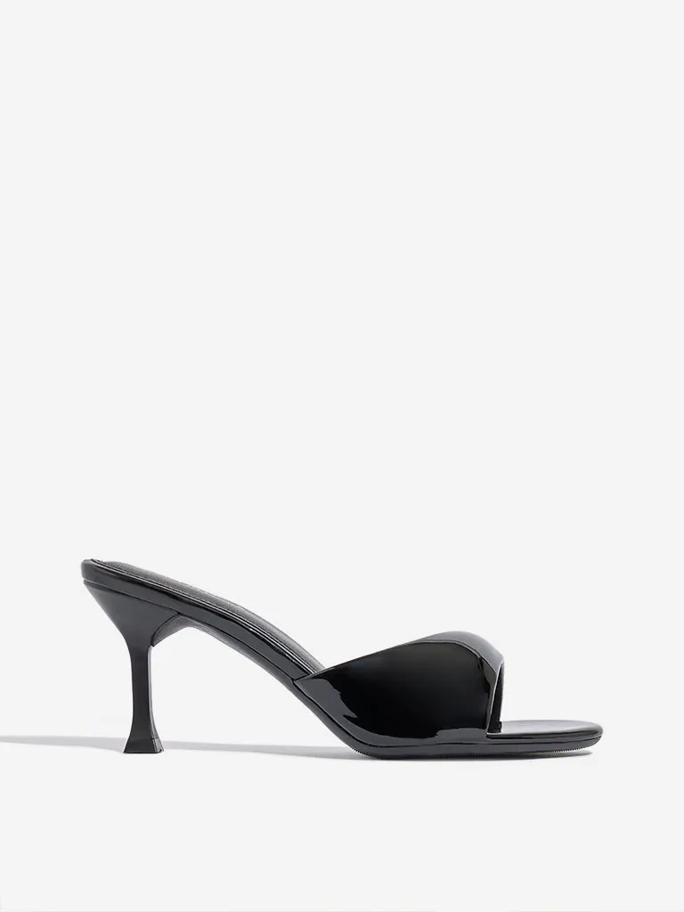 LUNA BLU Black Mule Heel Sandals
