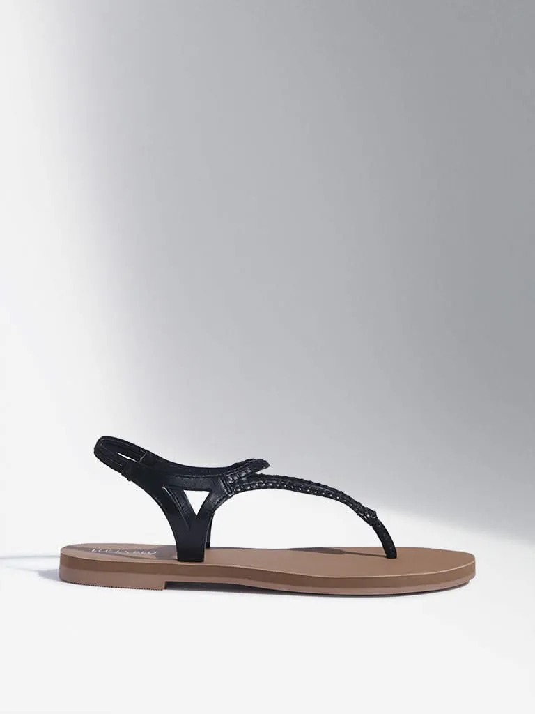 LUNA BLU Black Slingback Sandals