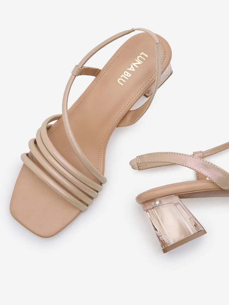 LUNA BLU Rose Gold Multi-Strap Heel Sandals