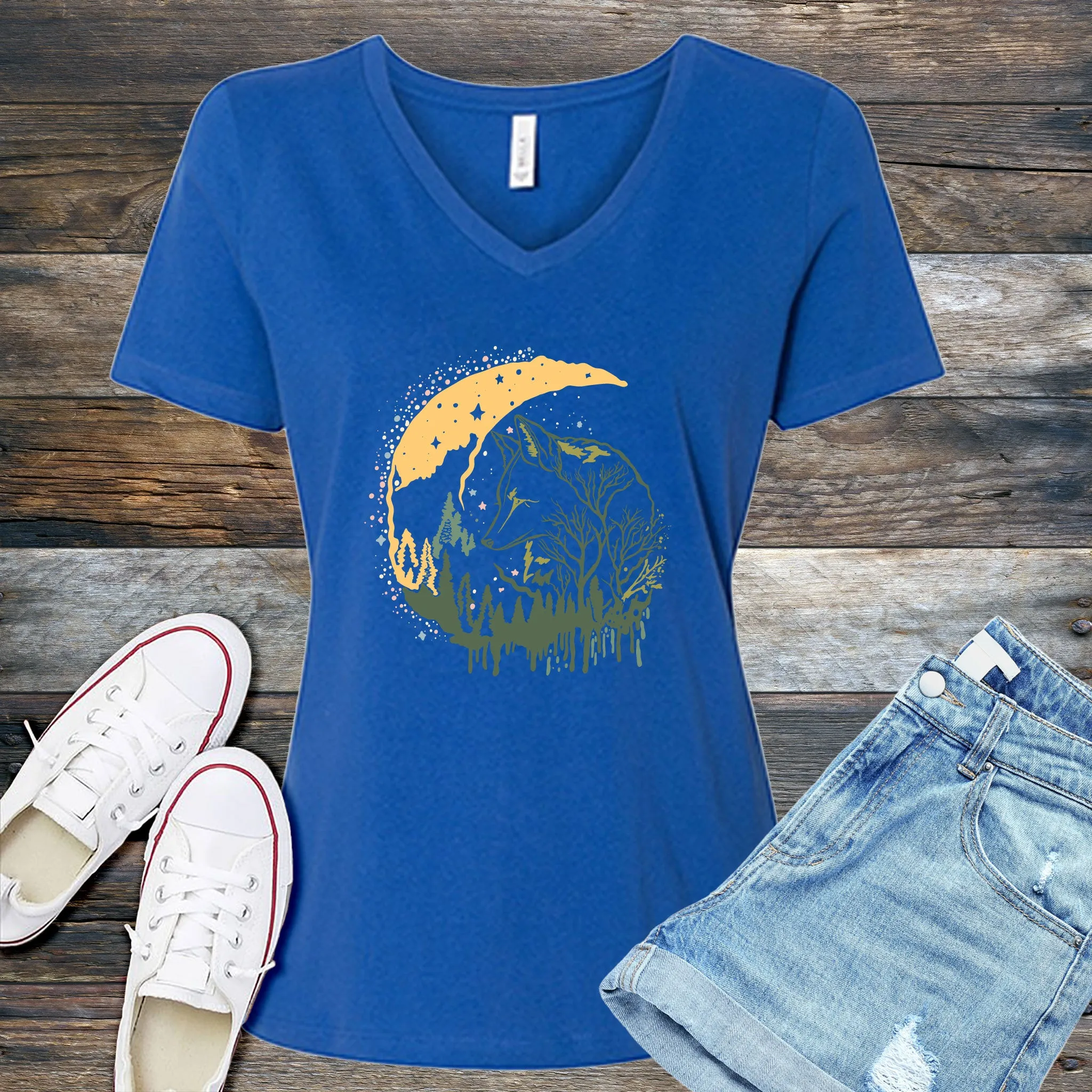 Lunar Wolf Forest V-Neck