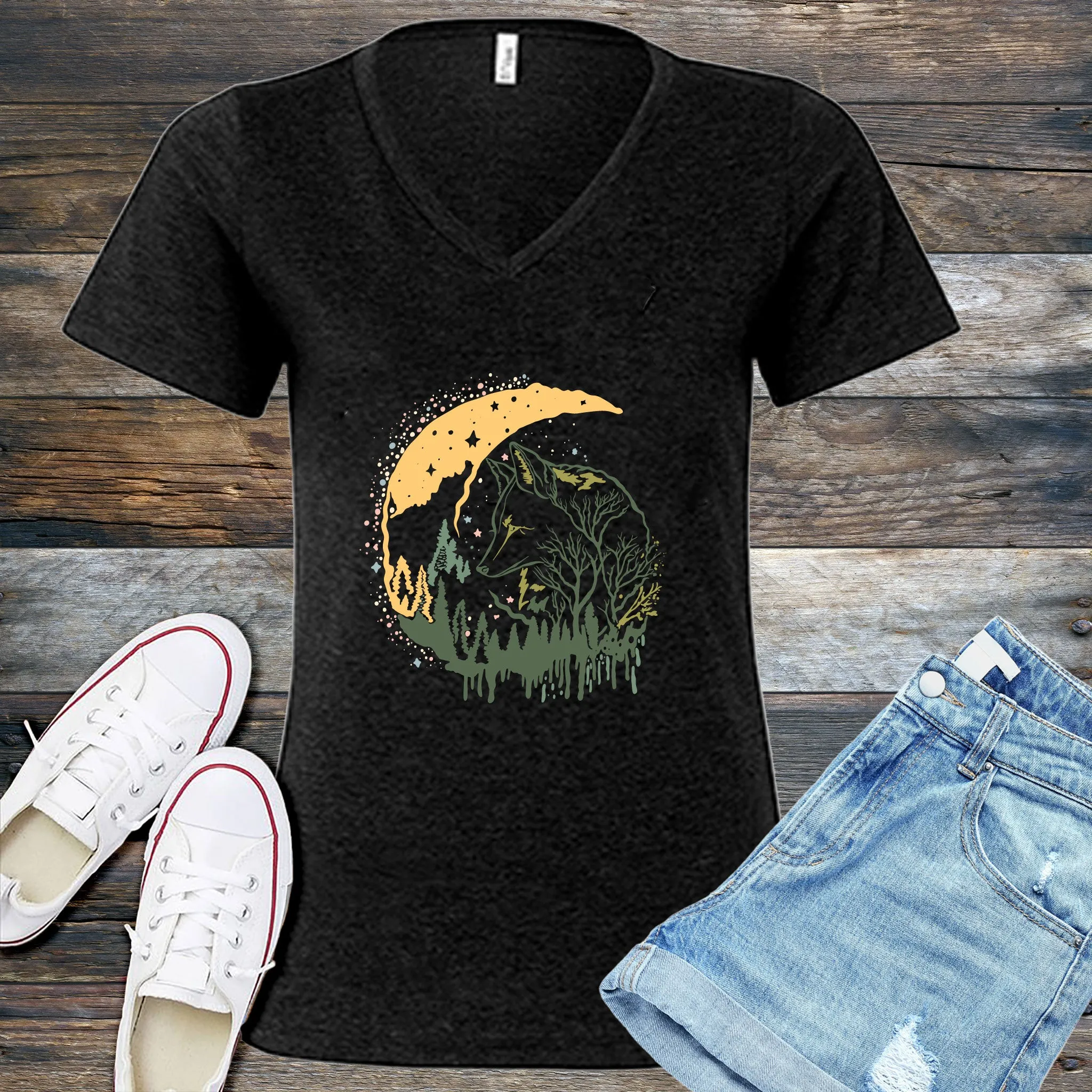 Lunar Wolf Forest V-Neck