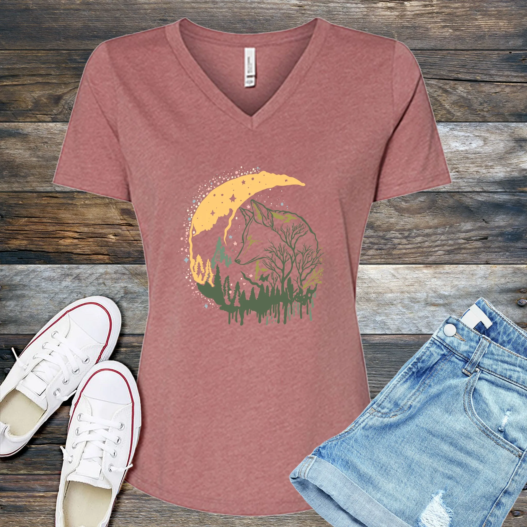 Lunar Wolf Forest V-Neck