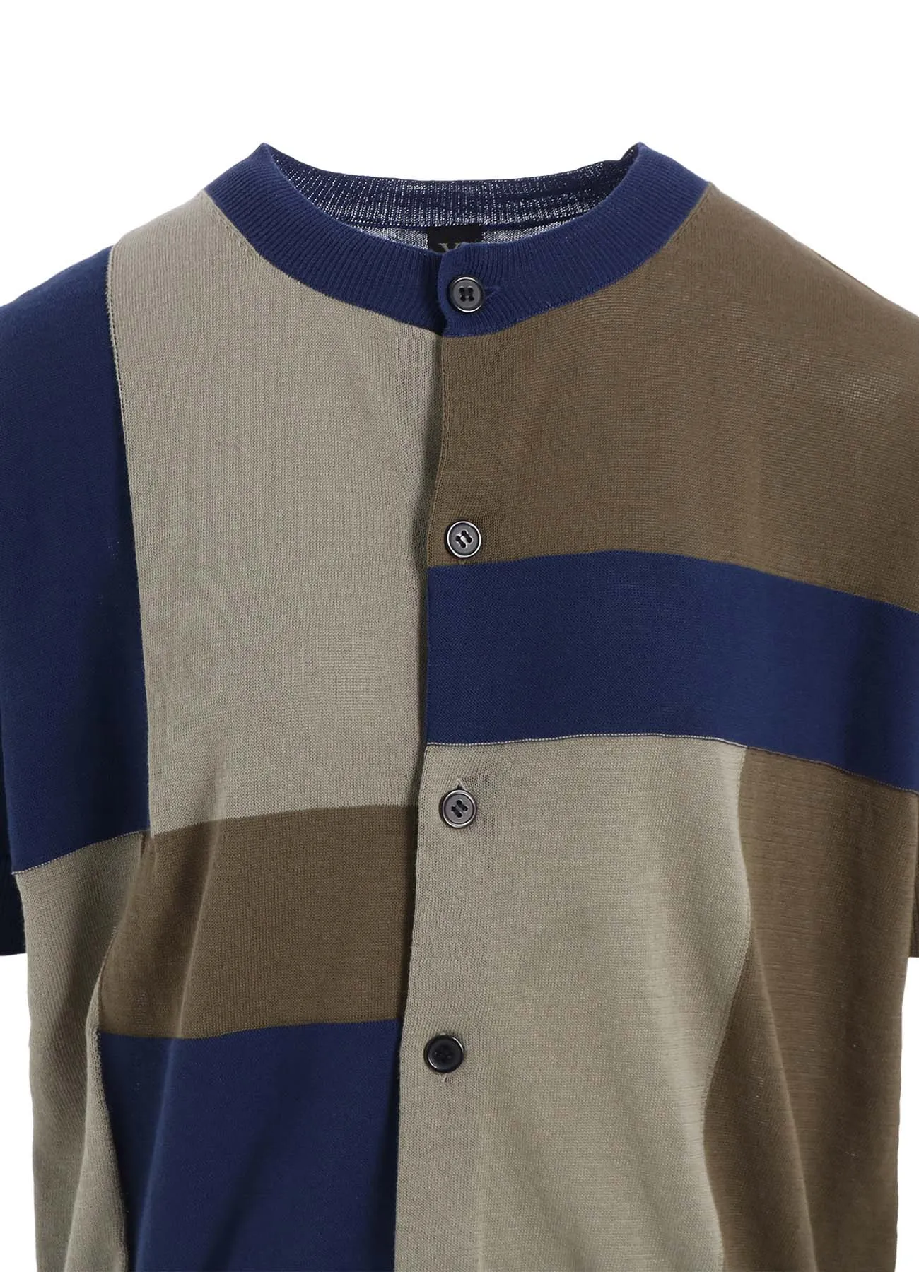 MULTI COLOR INTARSIA ROUND NECK HALF SLEEVE PULLOVER