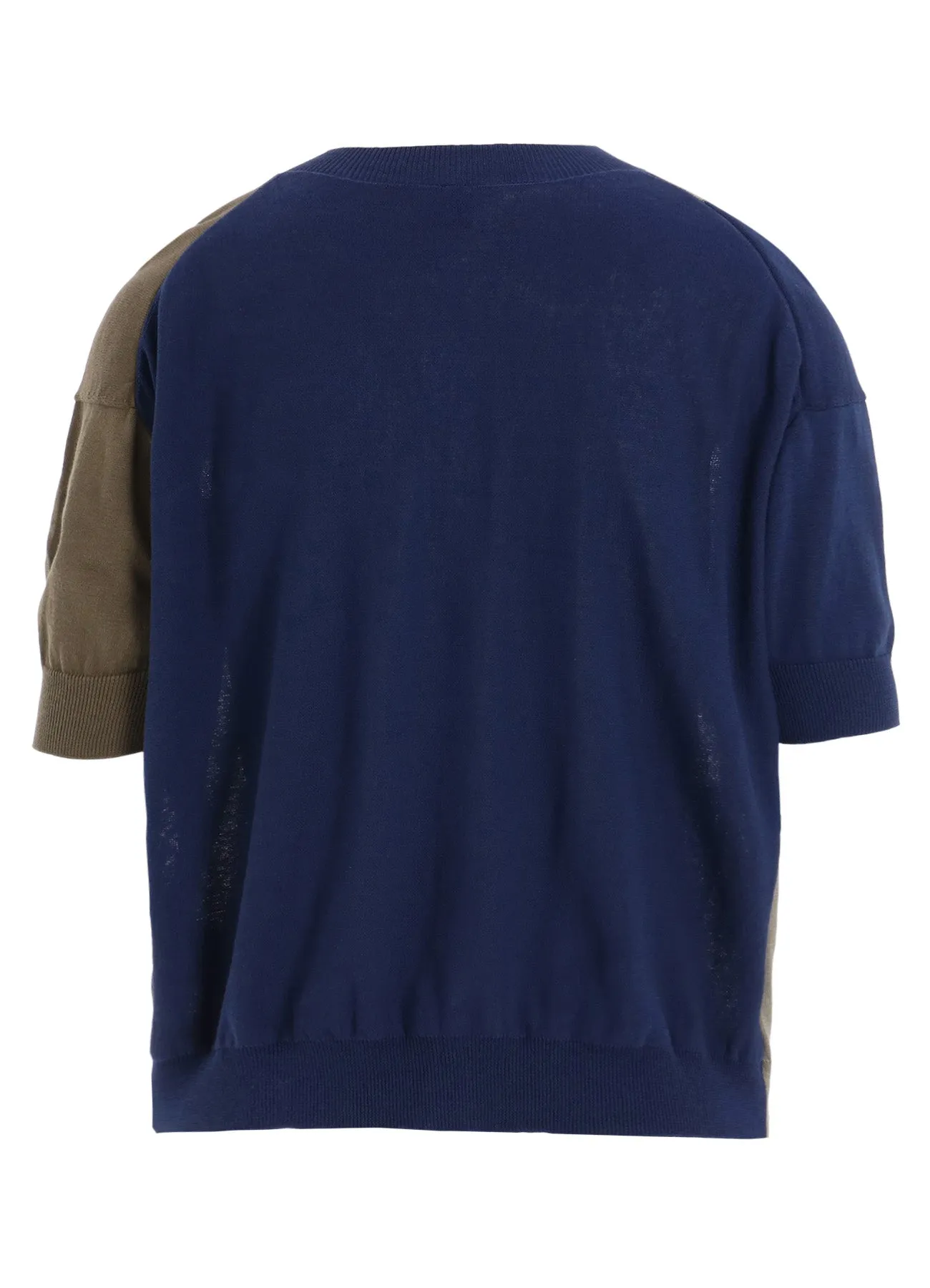 MULTI COLOR INTARSIA ROUND NECK HALF SLEEVE PULLOVER