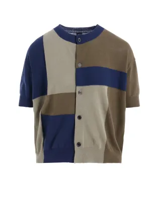MULTI COLOR INTARSIA ROUND NECK HALF SLEEVE PULLOVER
