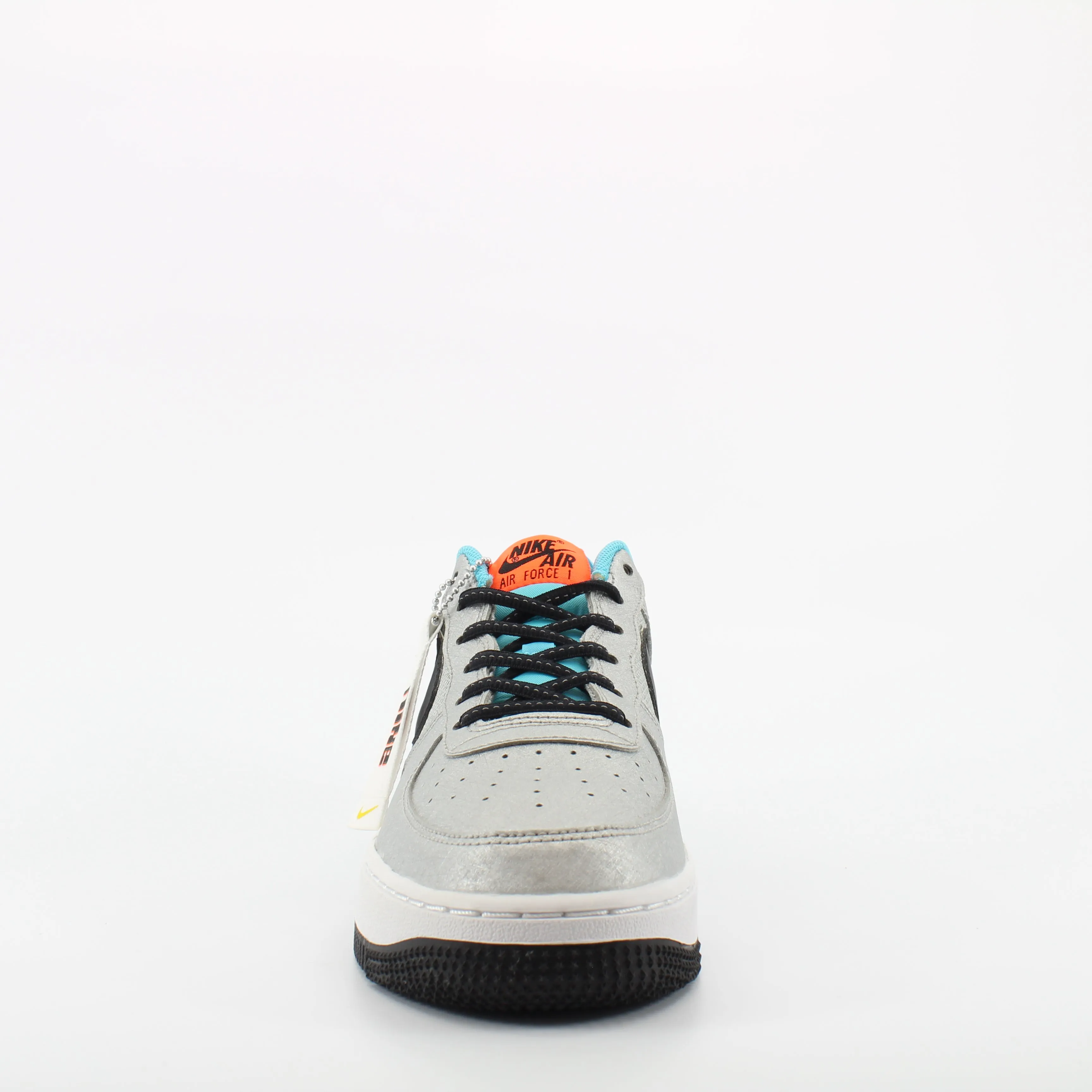 Nike Air Force 1 Silver Synthetic Juniors Lace Up Trainers CW6011 001