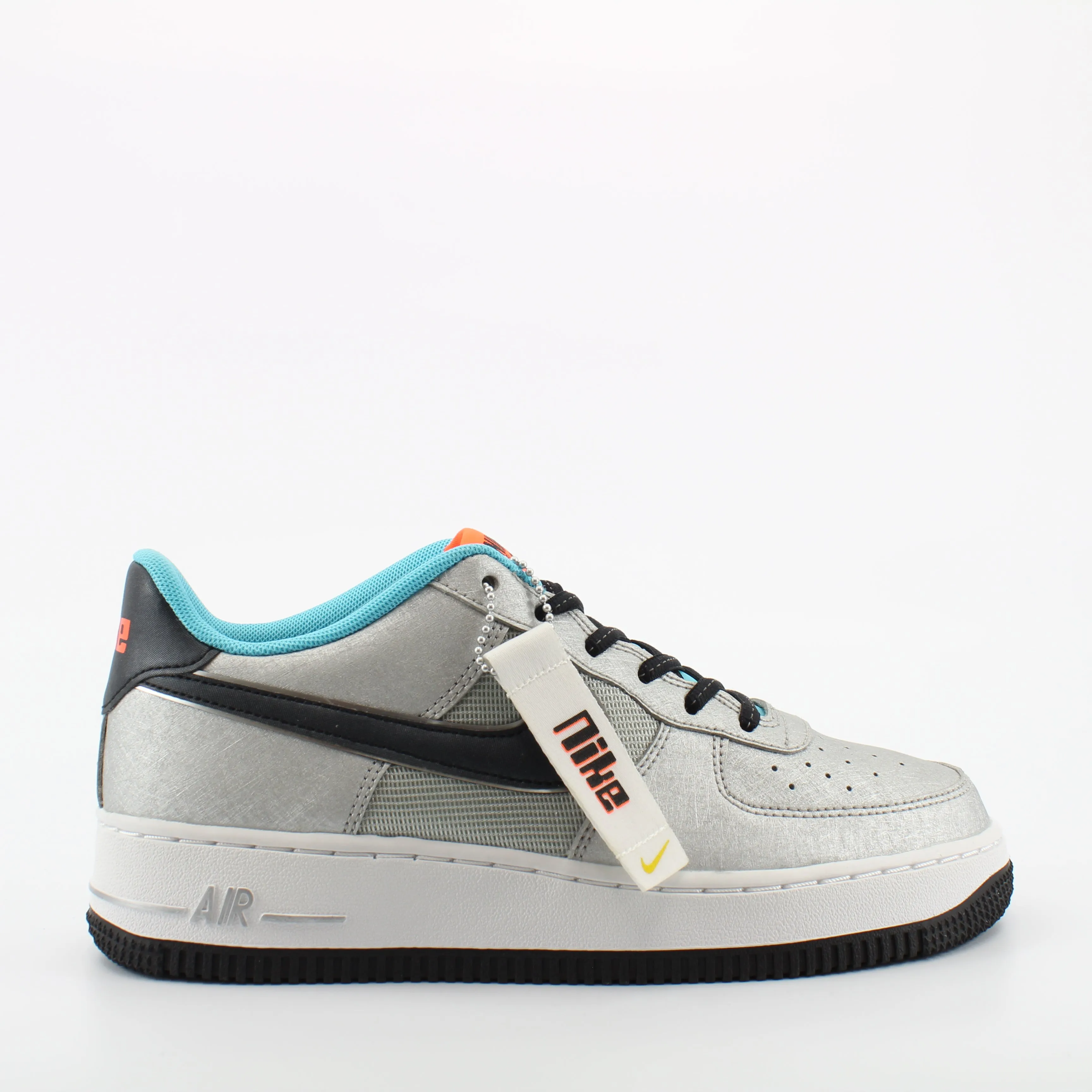 Nike Air Force 1 Silver Synthetic Juniors Lace Up Trainers CW6011 001