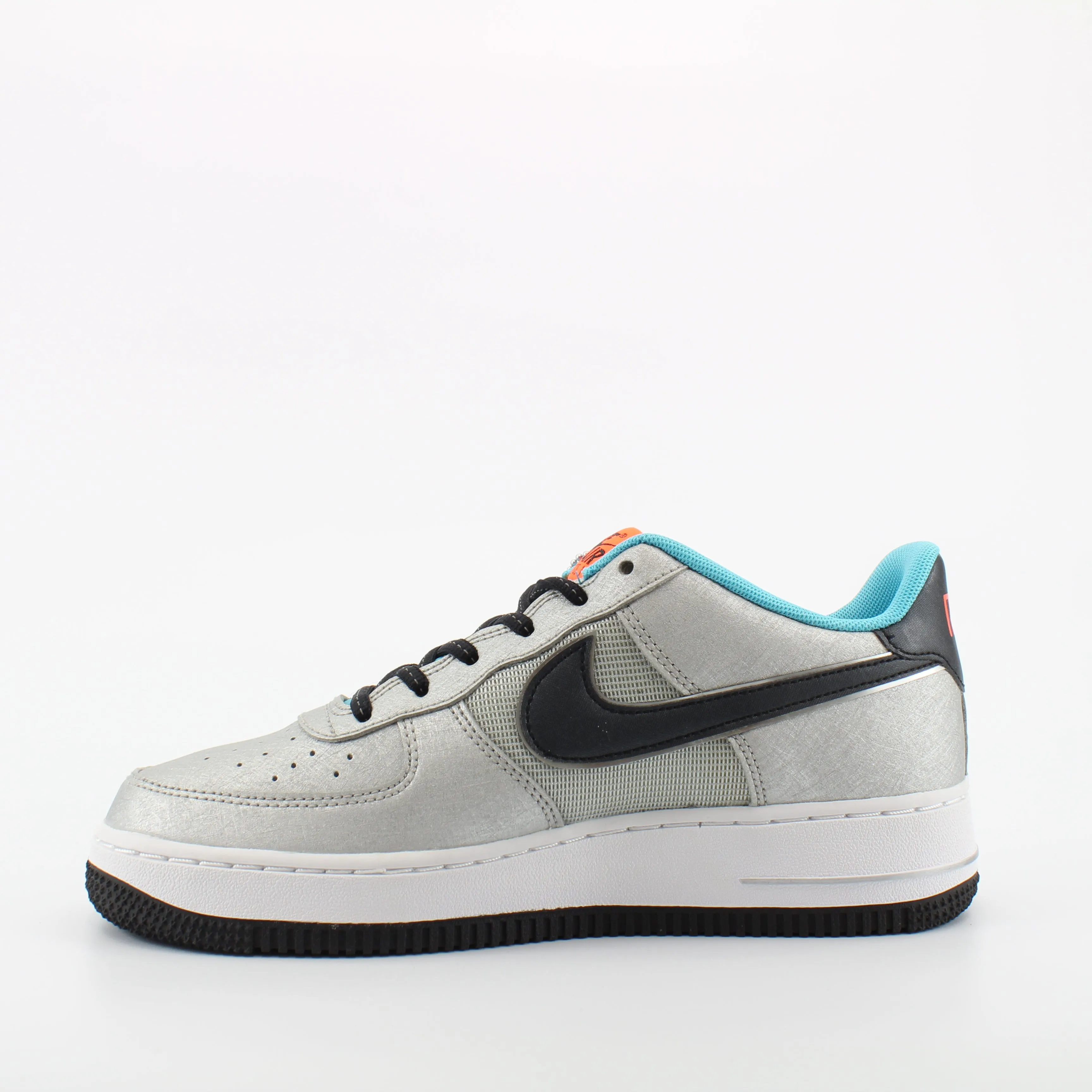 Nike Air Force 1 Silver Synthetic Juniors Lace Up Trainers CW6011 001