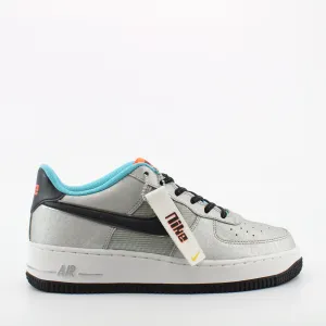 Nike Air Force 1 Silver Synthetic Juniors Lace Up Trainers CW6011 001