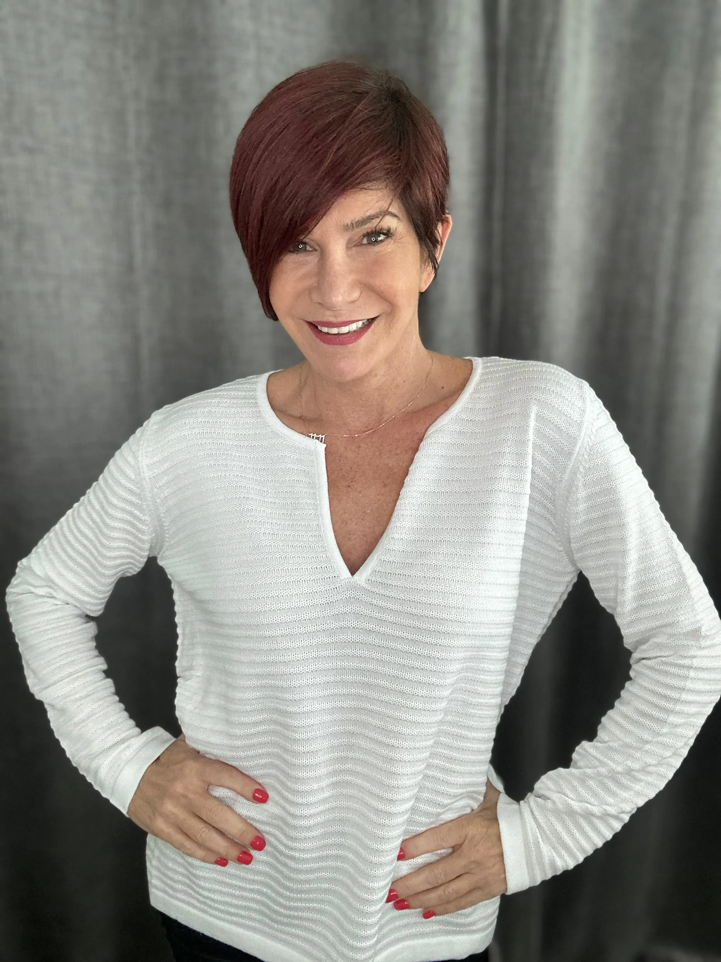 Open V-neck White Sweater