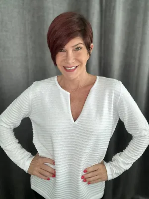 Open V-neck White Sweater