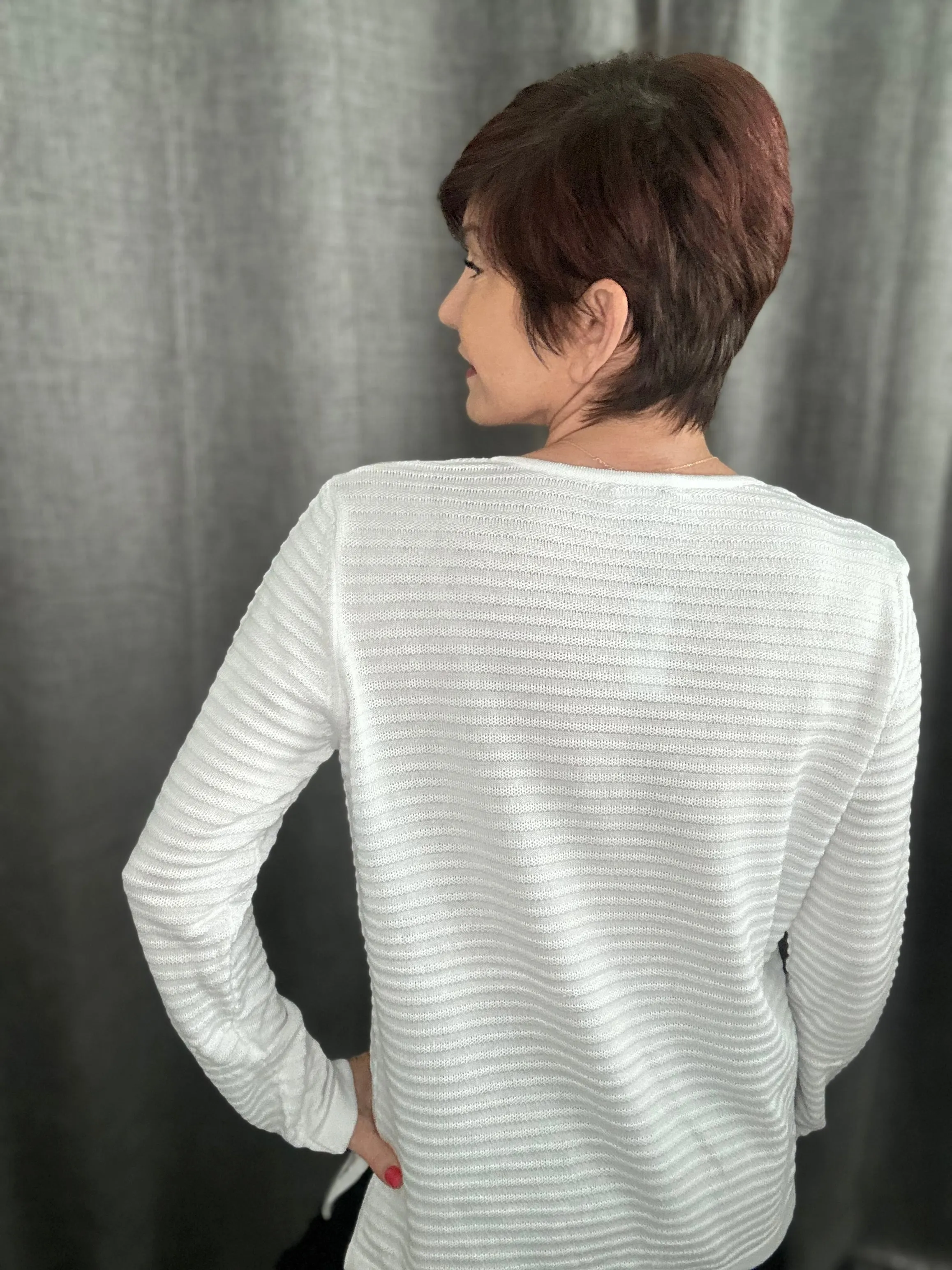 Open V-neck White Sweater