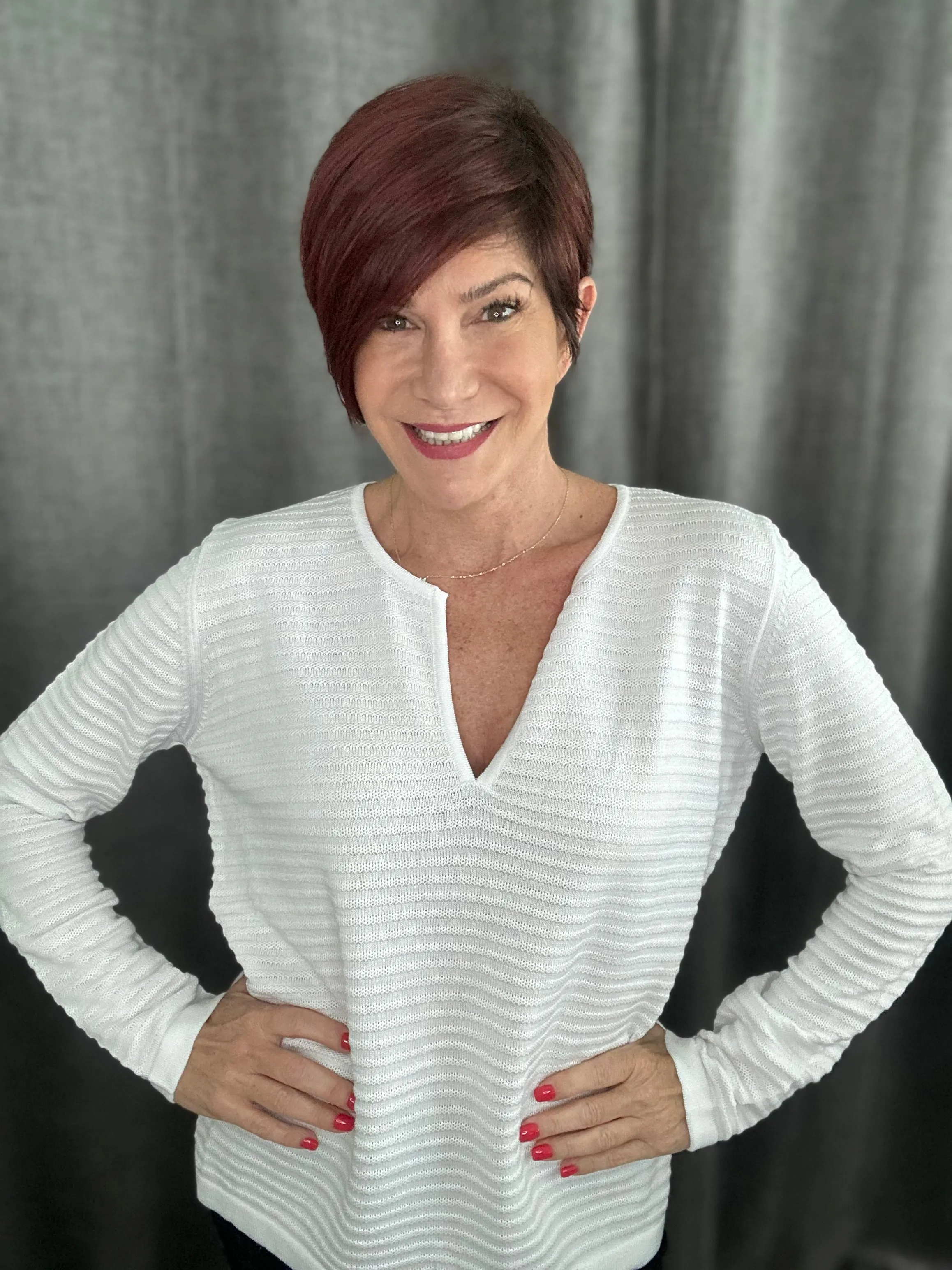 Open V-neck White Sweater