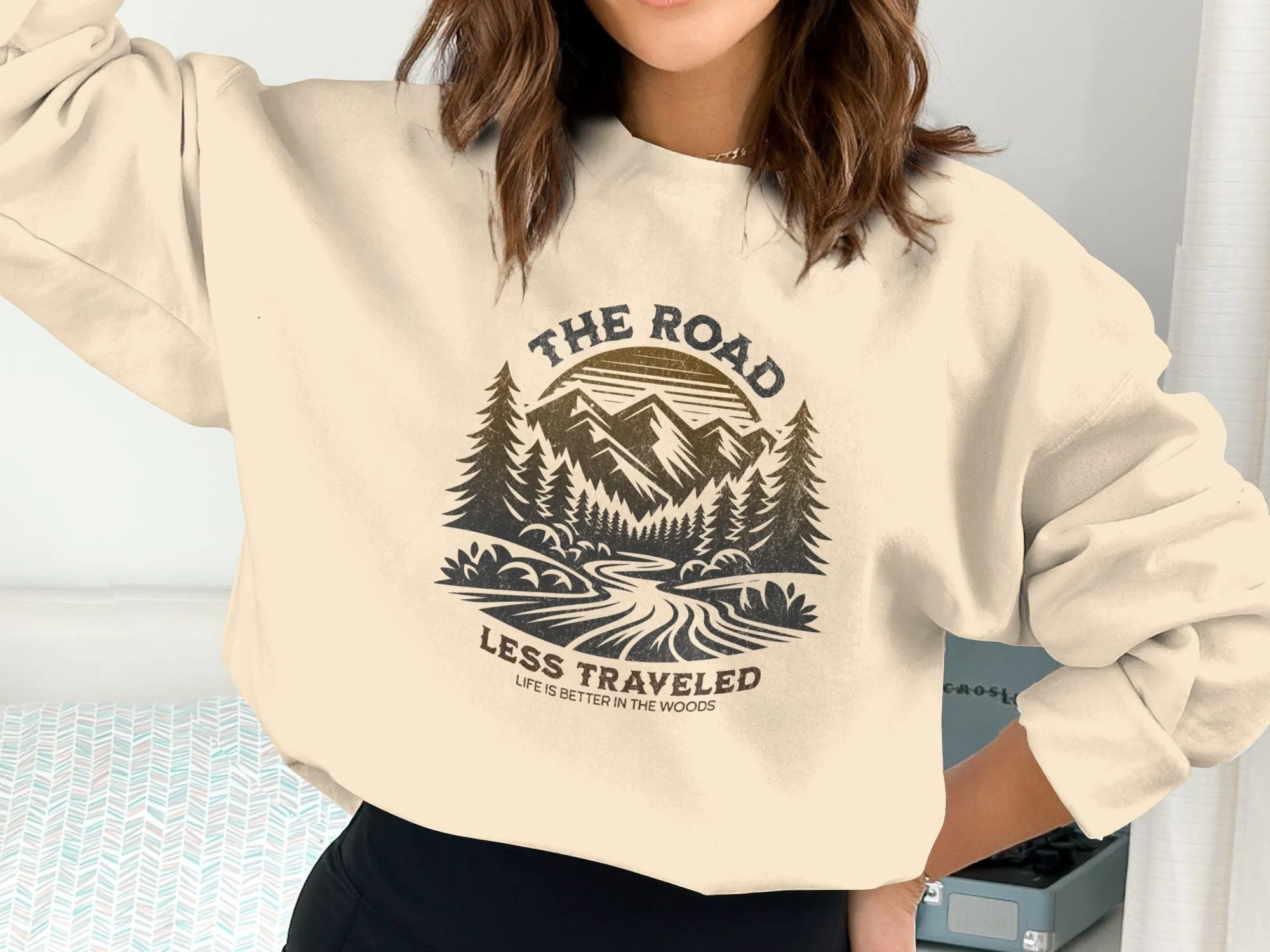 Rustic Mountain Adventure T-Shirt, Nature Hiking Graphic Tee, The Road Less Traveled Shirt, Outdoor Enthusiast Camping Top, Unisex