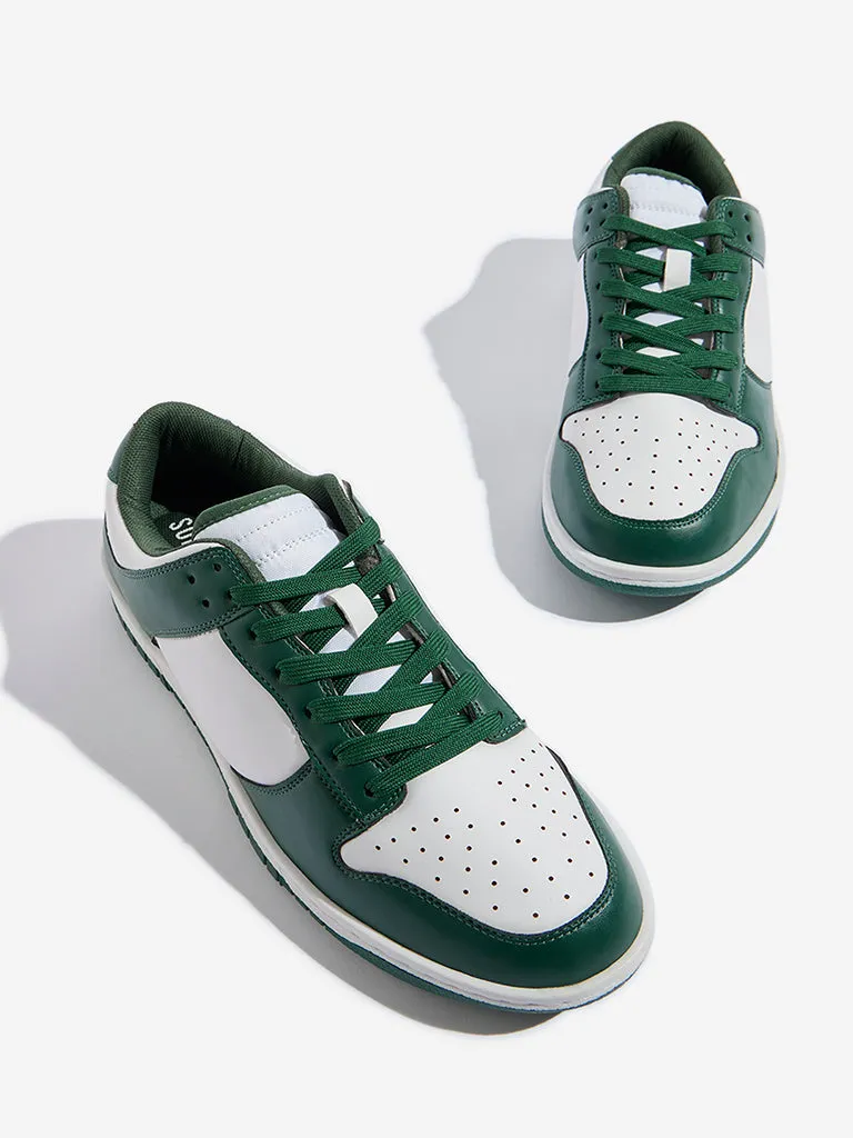 SOLEPLAY Green Colour-Blocked Lace-Up Sneakers